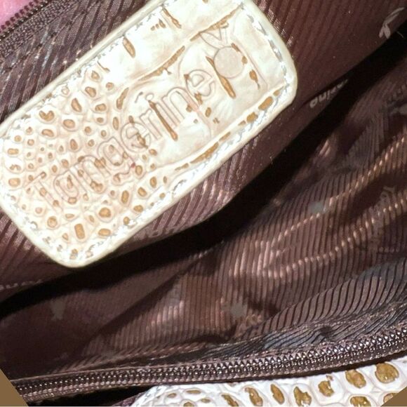 Tangerine brand awesome cream colored bag with brown in the cracks of faux croc - Picture 7 of 7